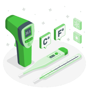 infirmary-management-thermometer-amico Digital and infrared thermometers illustration for Vawsum's school infirmary management system